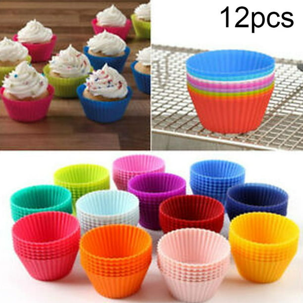 12Pcs Silicone Cake Mold Muffin Chocolate Cupcake Bakeware Baking Cup Mould Tool 